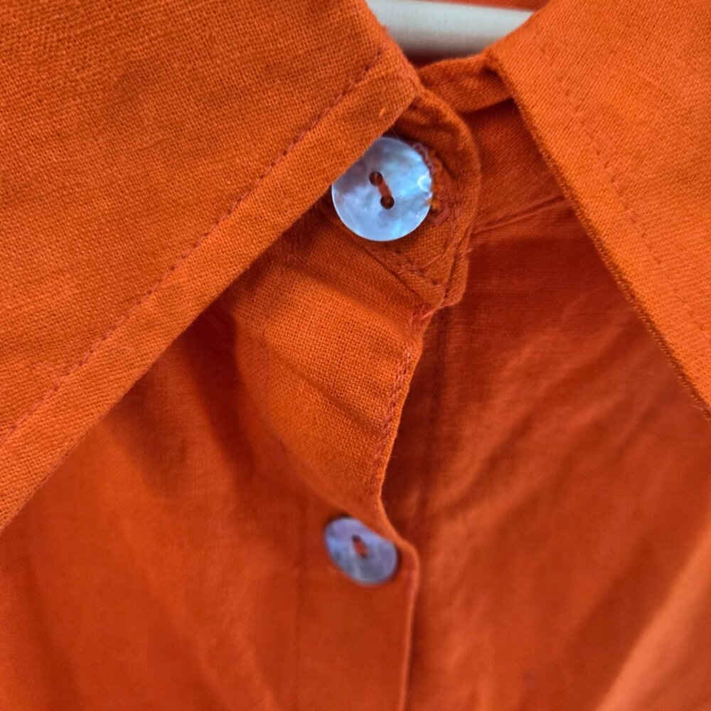 Vintage Caran New York Orange Linen/Cotton Sleeveless Mini Dress Size 3x - Picture 4 of 15